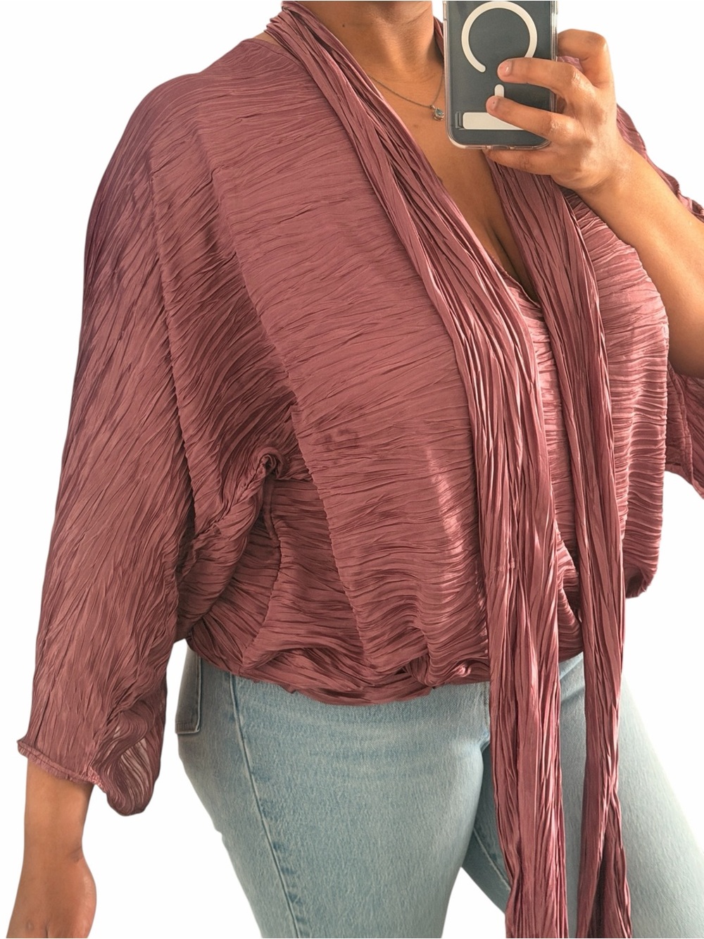 Garment Architect Draped Scarf Blouse Mauve Chiffon Handmade Designer Top
